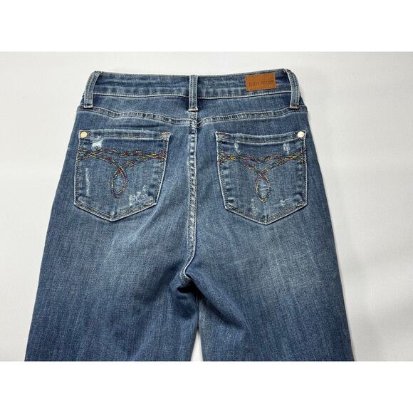 Judy Blue Women's Distressed Straight Fit Stretch Denim Jeans - Size 1 (25x25.5) - Picture 4 of 9